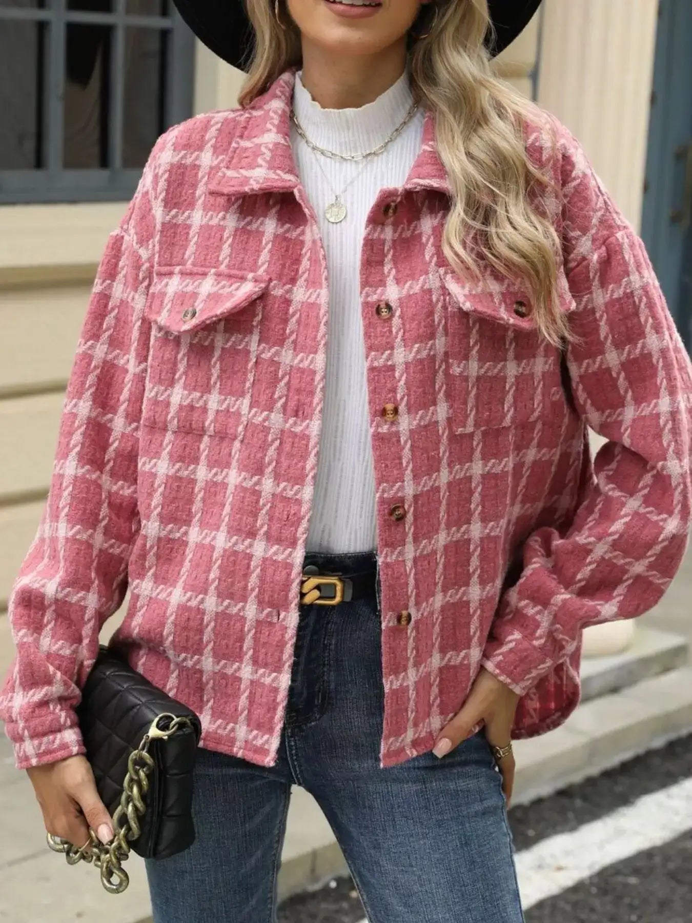 Plaid Button Up Long Sleeve Jacket - Bela Fils BoutiqueBela Fils Boutique